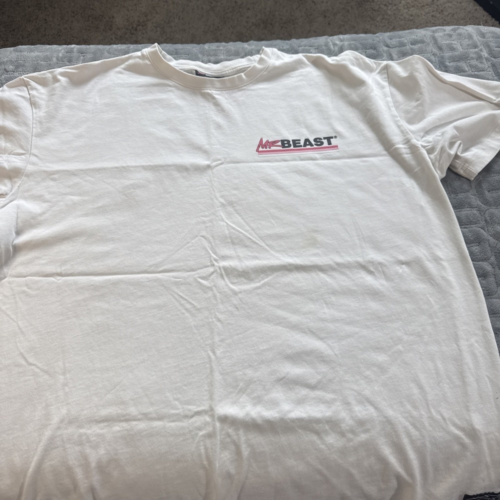 Mr. Beast White Short Sleeve T Shirt Sz Adult Extra Large